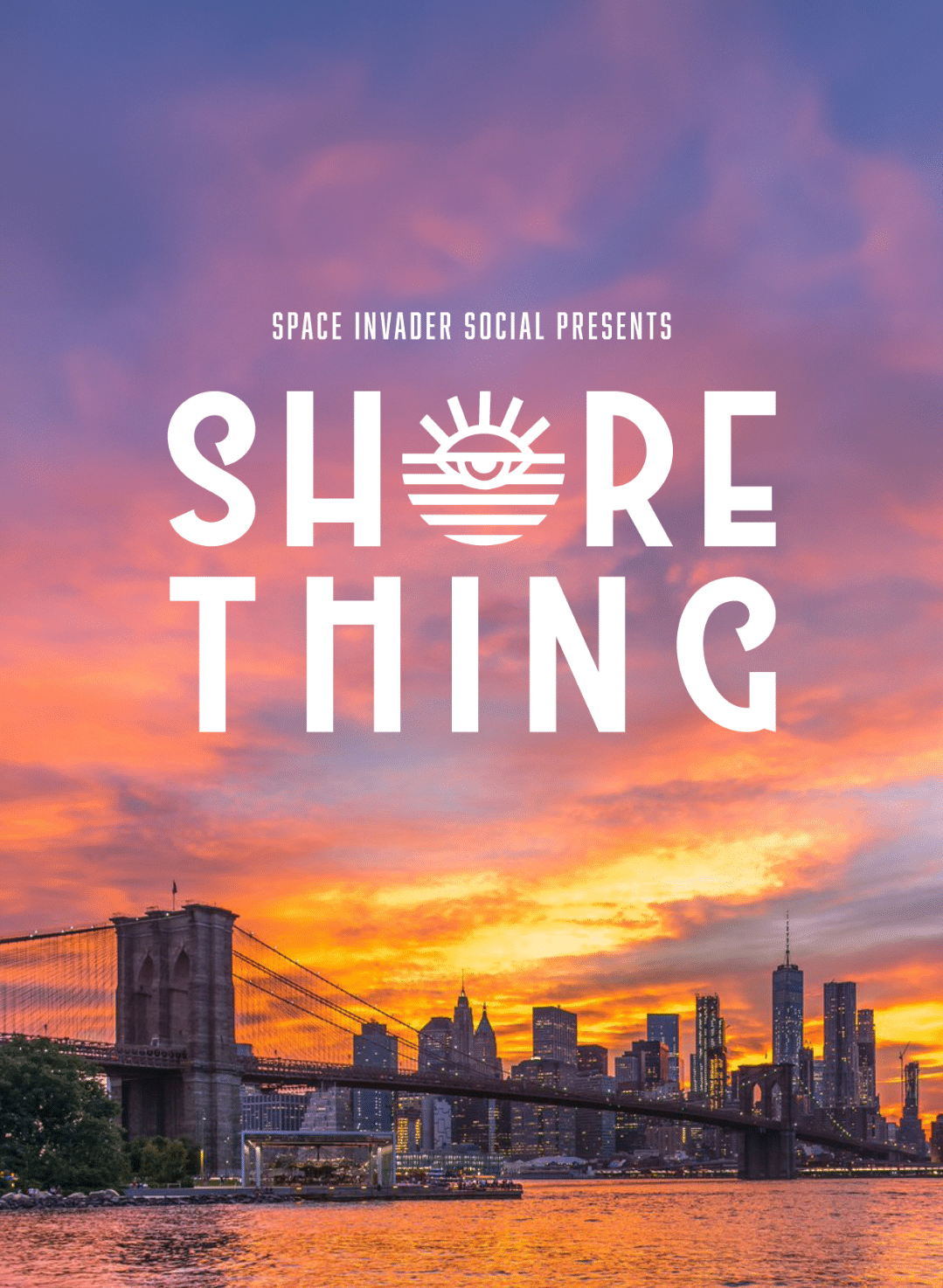 Shore Thing with sunset and Brooklyn Bridge photo